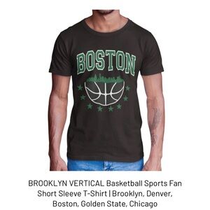 NWT UNISEX BOSTON MEDUIM BASKETBALL TEE SHIRT WITH CHEST PRINT 100% COTT…